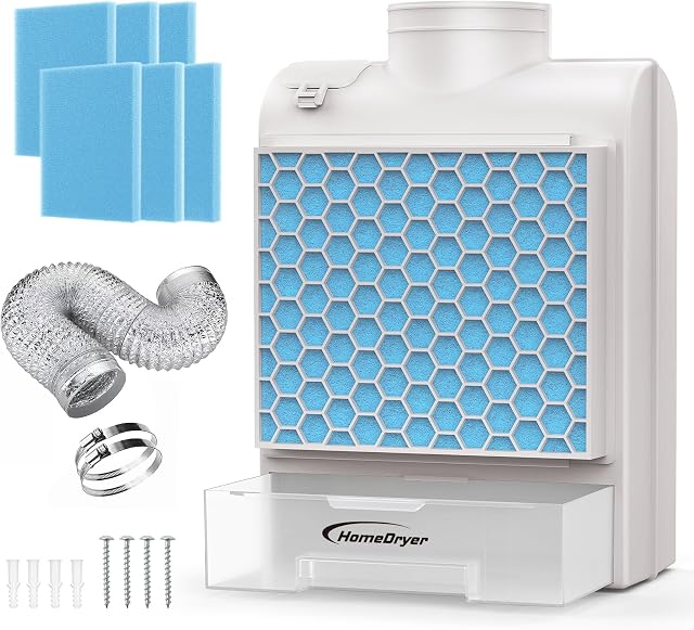 3 en 1 Kit d'aération pour sécheuse intérieur, boîte d'évacuation avec filtre à écran en acier inoxydable, amélioré Air Système de tiroir à eau de qualité,Plus 6 Filtres en polyester supplémentaire pour vêtements électriques Dryers-2025 Nouvelle mise à jour