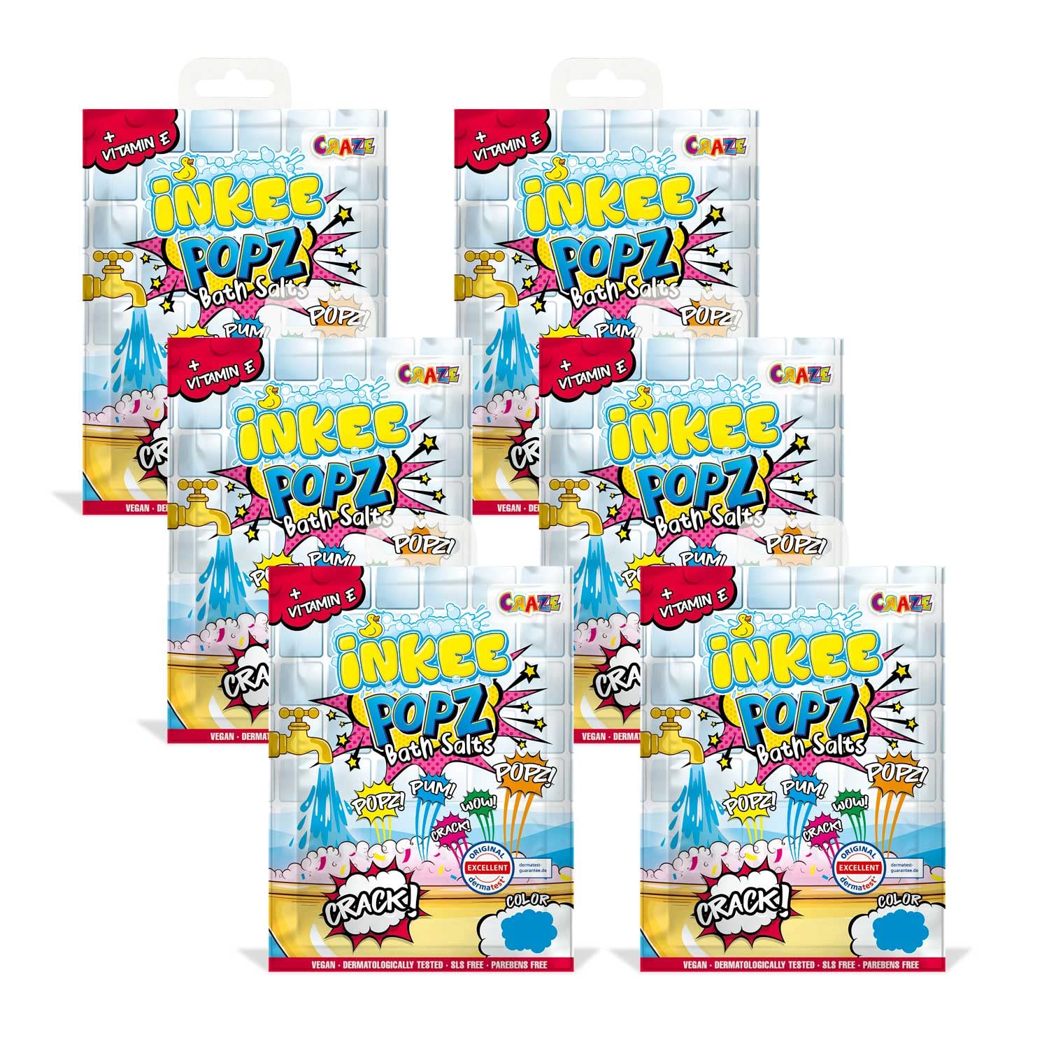 Badezusatz Kinder 6er Pack Badesalz INKEE POPZ 3…