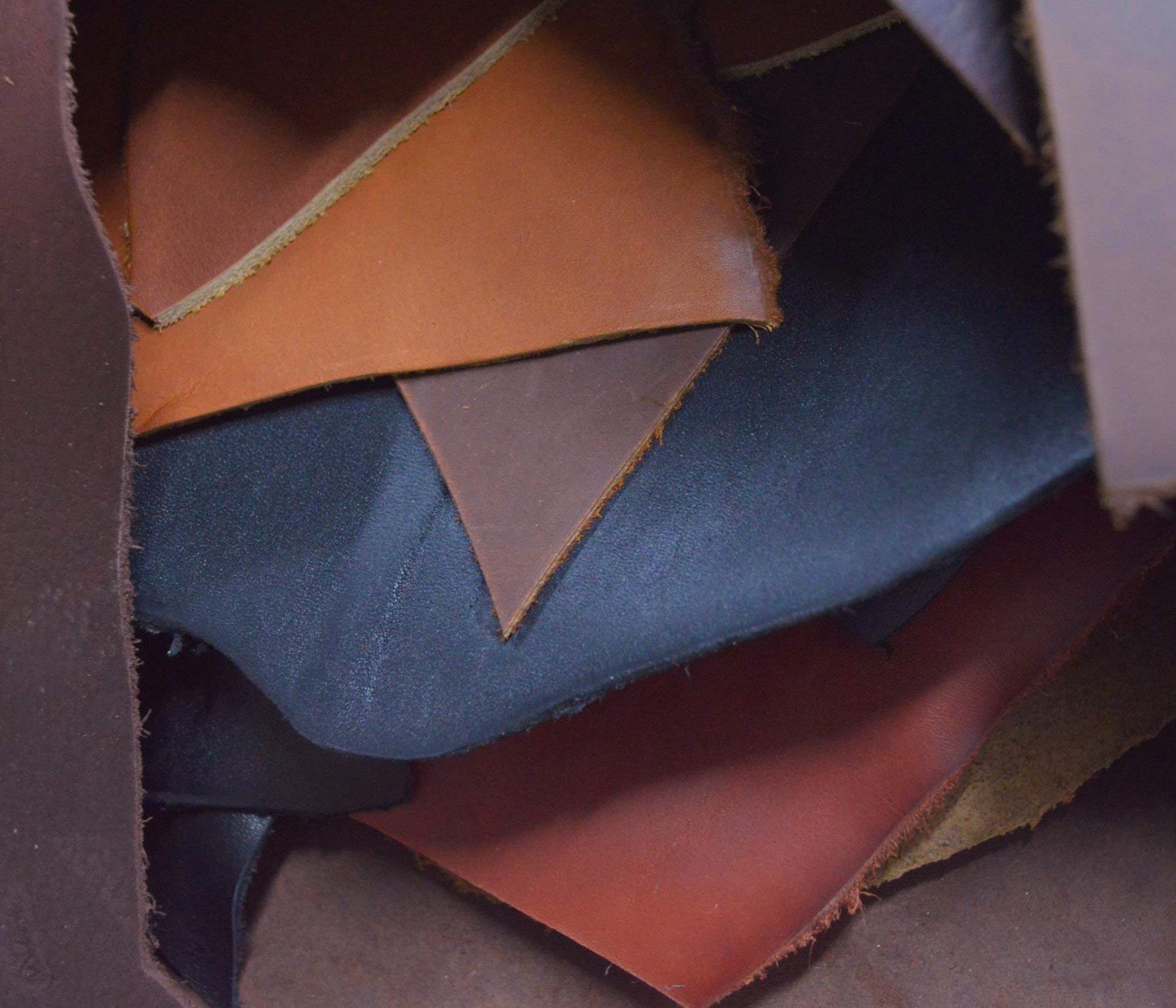 The Leather Guy - Genuine Leather Scraps, Oil Tanned 3-5oz, 3lb Cowhide Project Remnant/Scrap Bag