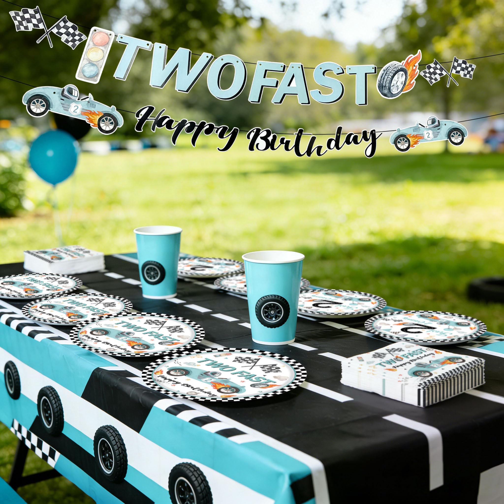 Thirty and Thirsty 42 zi di utensili per festa di compleanno a tema auto da corsa per ragazzi con striscione buon compleanno forniture festa piatti di carta salviette tovaglia per 10 ospiti