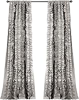 Vista 7 de Lush Decor Belle Panel de Cortina de Ventana Estilo Vintage Chic para Sala de Estar, Comedor, Dormitorio (Cortina Individual), 54" An x 84" L, Gris