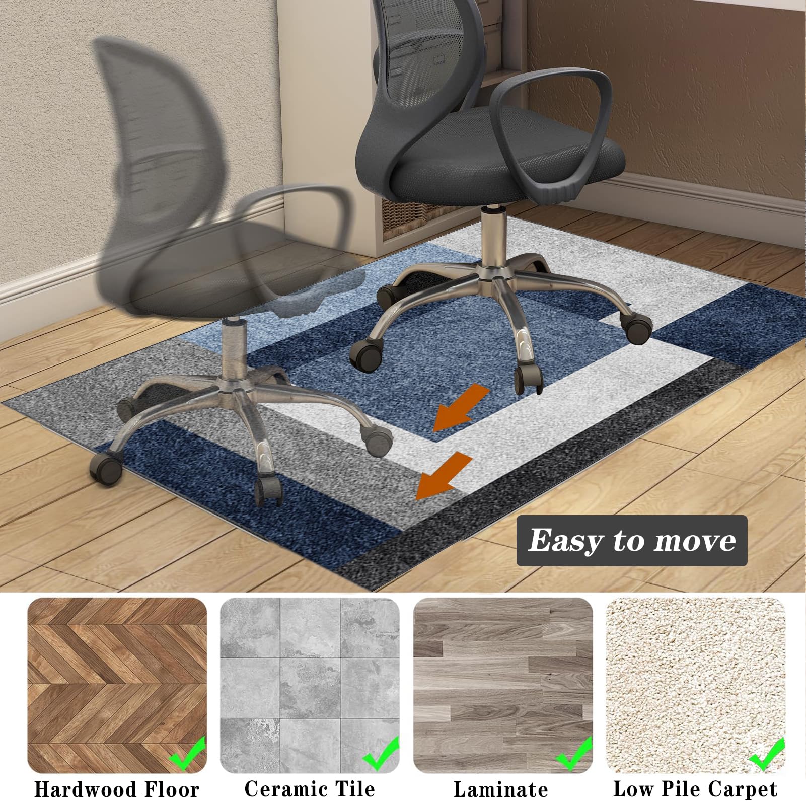Tappetini per Sedie da Ufficio - Tappeto per Sedia Gaming - Tappetino per Pavimenti duri da Ufficio - Tappetino Pavimenti per Parquet - Tappeto Gaming Pavimento 120 x 160 cm