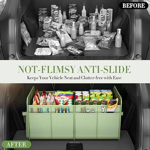 Miniatura 6 de Organizador de maletero para SUV y sedán, organizadores y almacenamiento de automóvil, correas plegables y ajustables impermeables, 70L organización