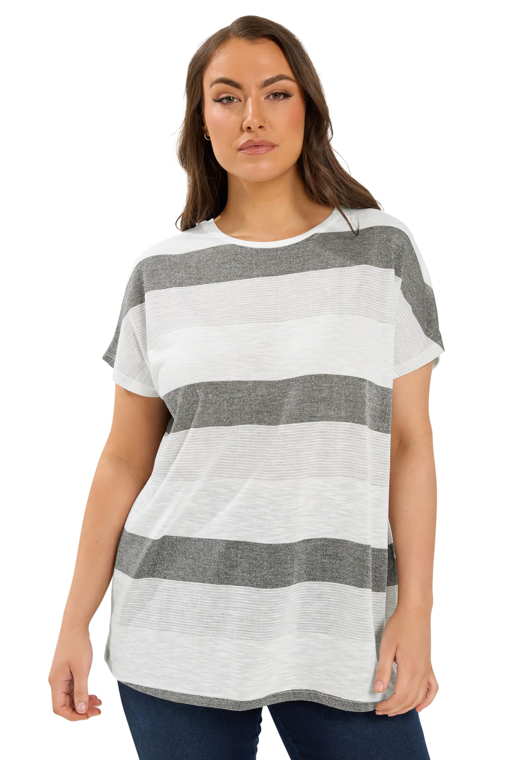 Yours Women's Multi Stripe Shimmer Top Size 22-24