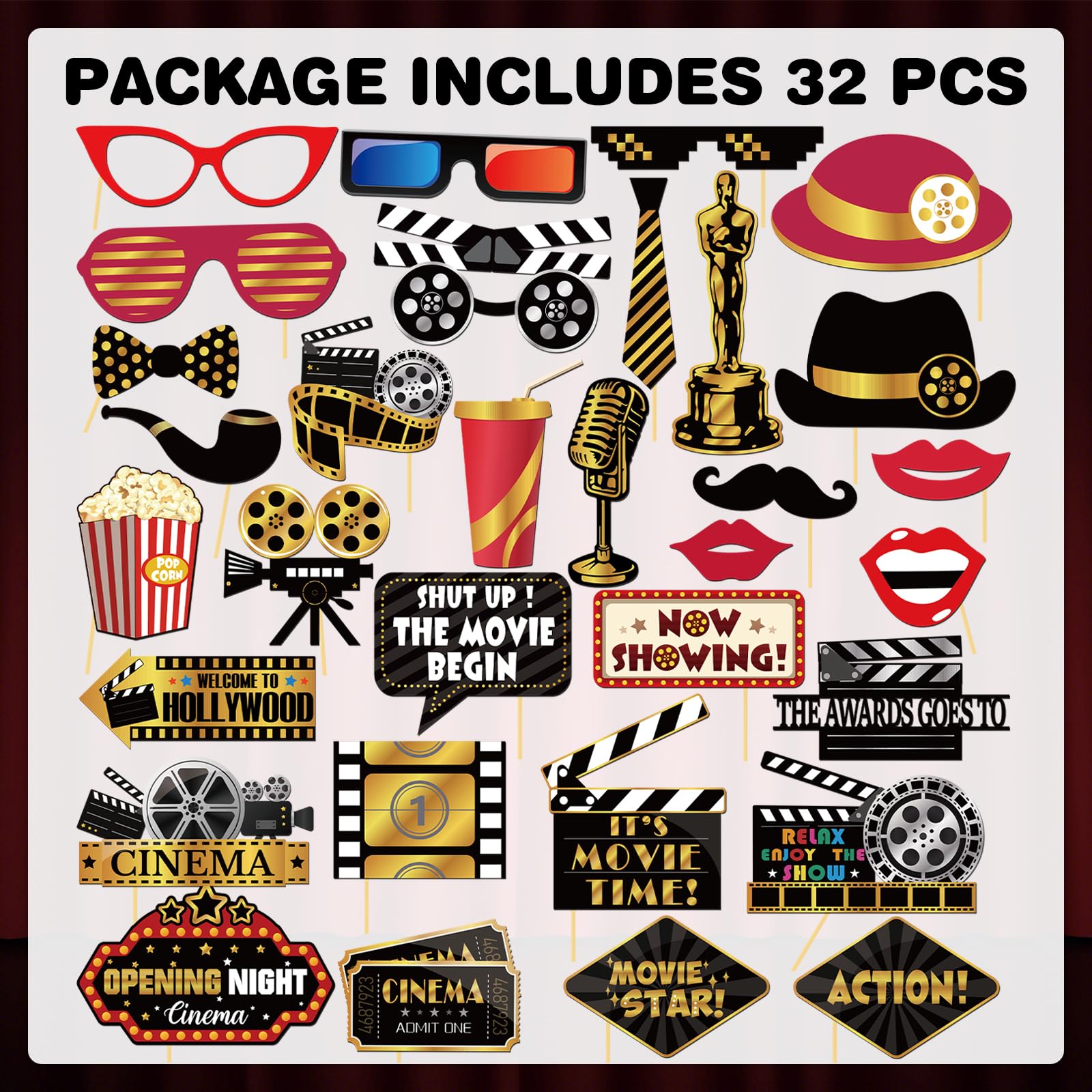 amazon-com-32pcs-hollywood-photo-booth-props-kit-movie-night-theater-red-carpet-cutouts-launch-oscars-cards-table-toppers-birthday-party-favors-supplies-large-size-home-kitchen for Free Printable Hollywood Party Decorations Amazon.com: 32Pcs Hollywood Photo Booth Props Kit, Movie Night Theater Red Carpet Cutouts Launch Oscars Cards Table Toppers Birthday Party Favors Supplies Large Size : Home & Kitchen for Free Printable Hollywood Party Decorations
