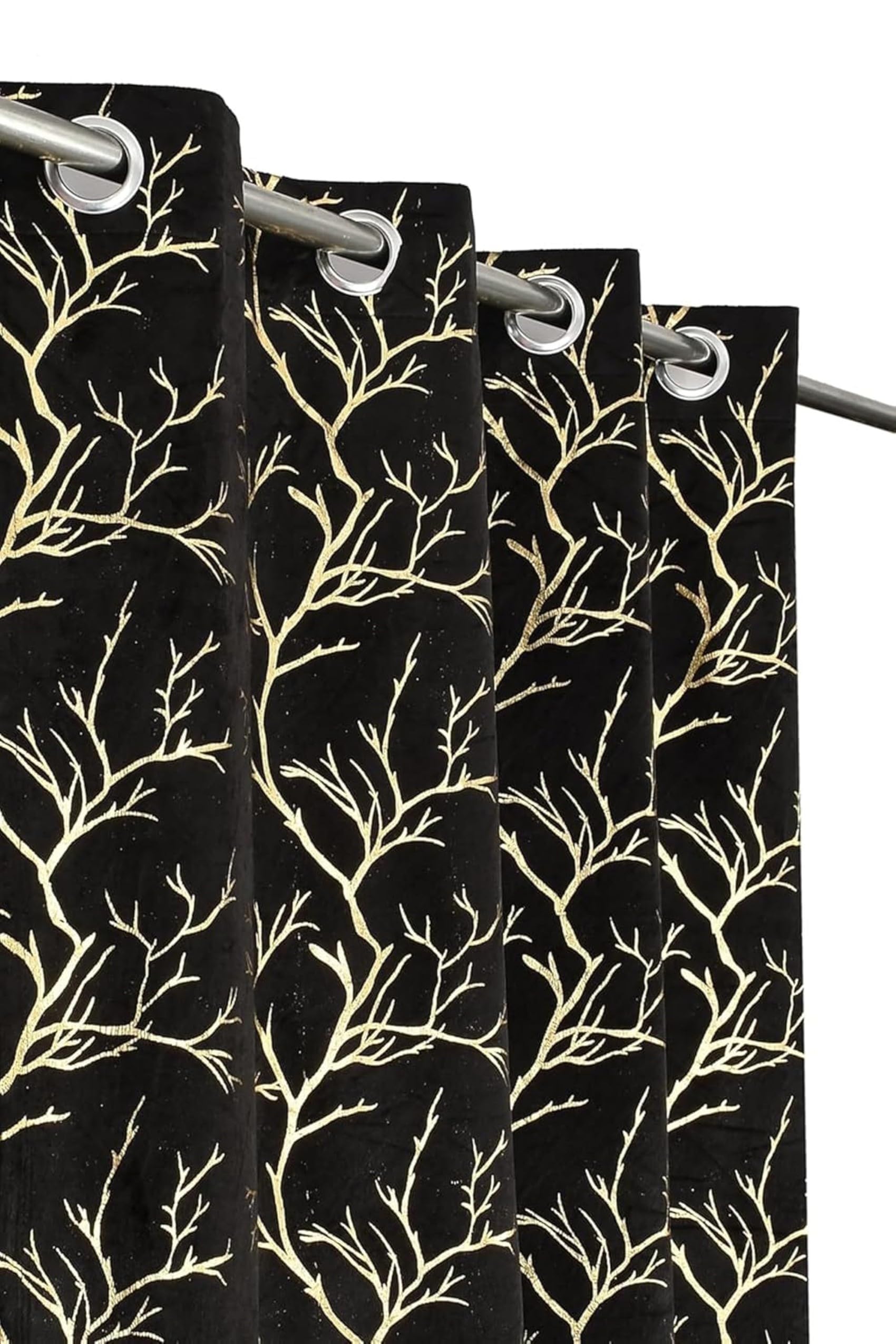 Blexos Window Curtains 5 Feet Long for Living Room – Window Curtain Set of 1 Pcs Panel, Velvet Blackout & Stylish Parda for Home Décor & Office Black Colour