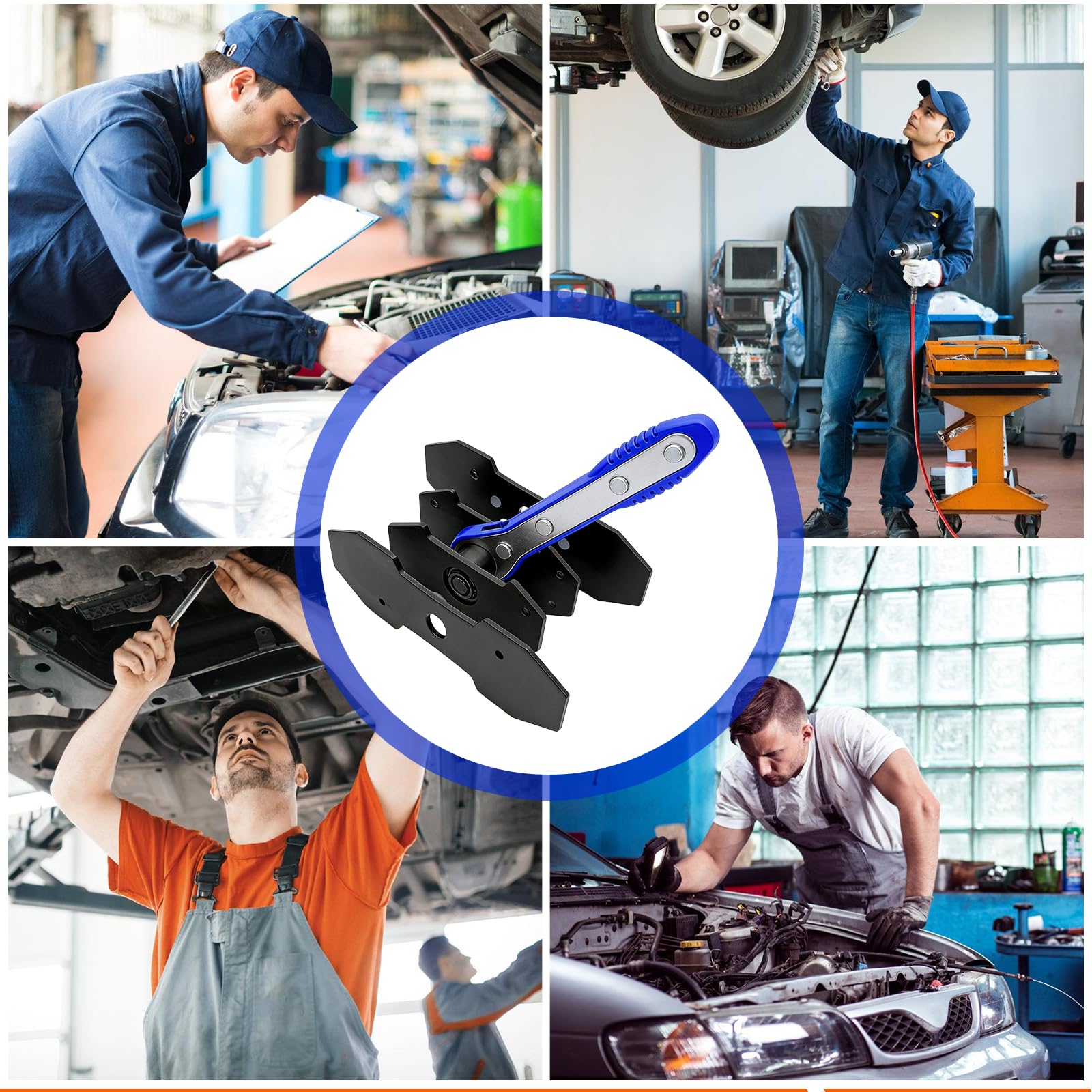 Pinza freno a cricchetto: pistone del freno con funzione a cricchetto, set con 4 ganci di ricambio universali per riparazioni dei freni auto