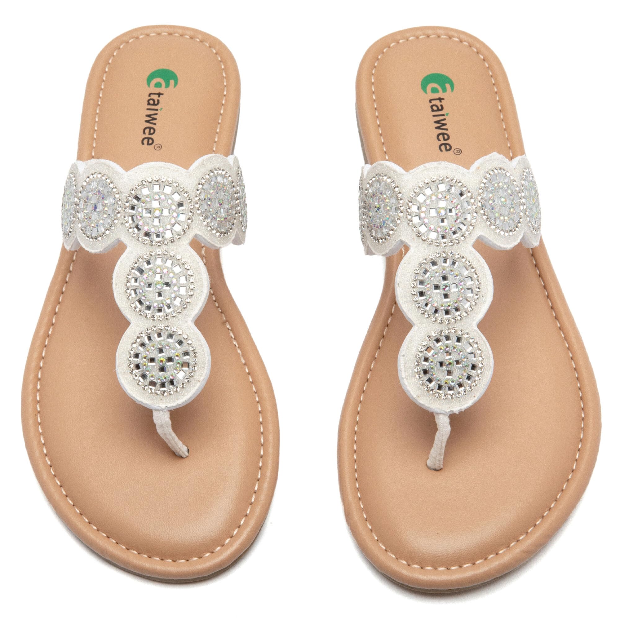 Ataiwee Damen Slide Sandalen - Bequeme Plateau Sandalen,Sommer Elegant Flip Flops,Glitzer boho Zehentrenner