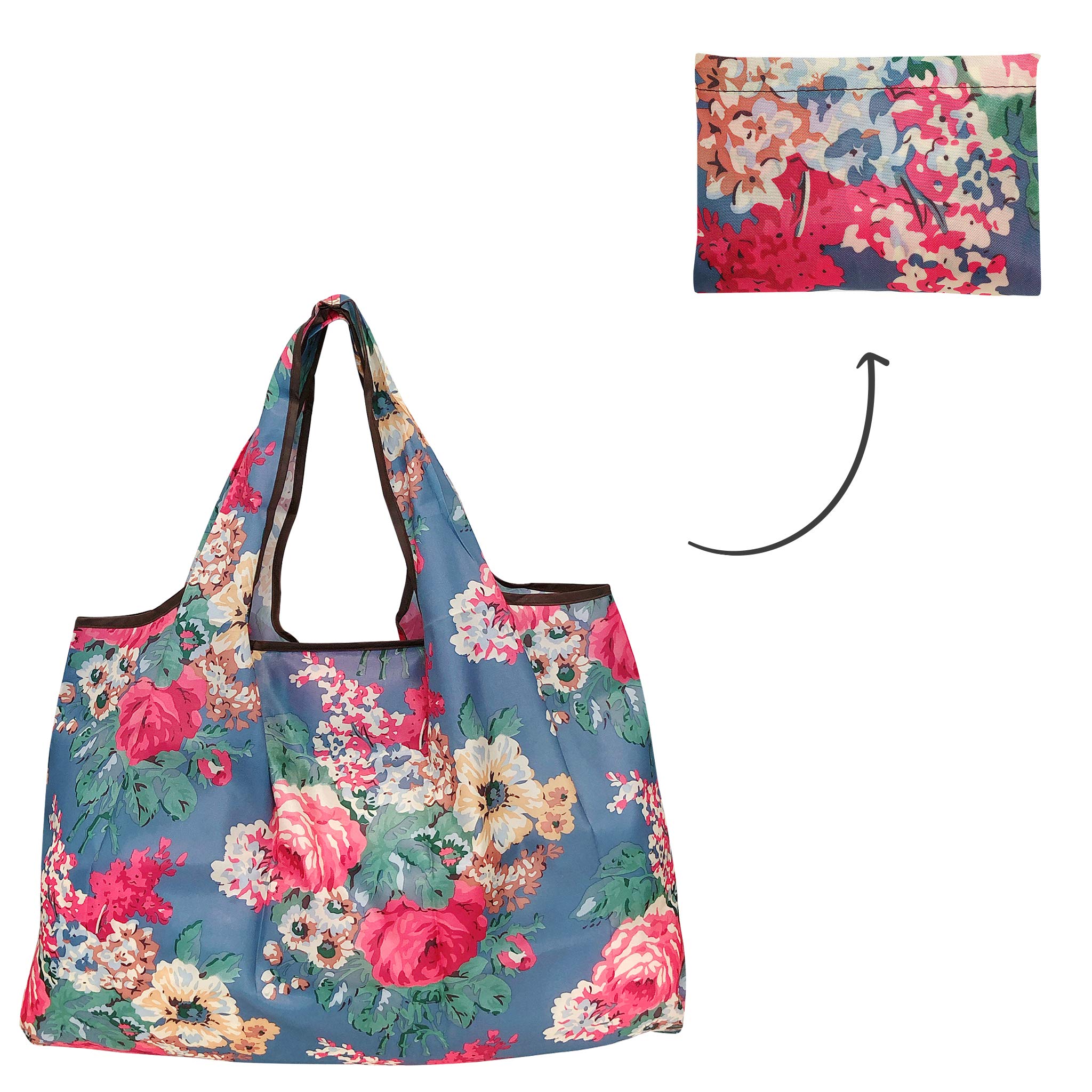 Wrapables A72041c Bolsa de la compra reutilizable, nailon, Flower Bouquet, large