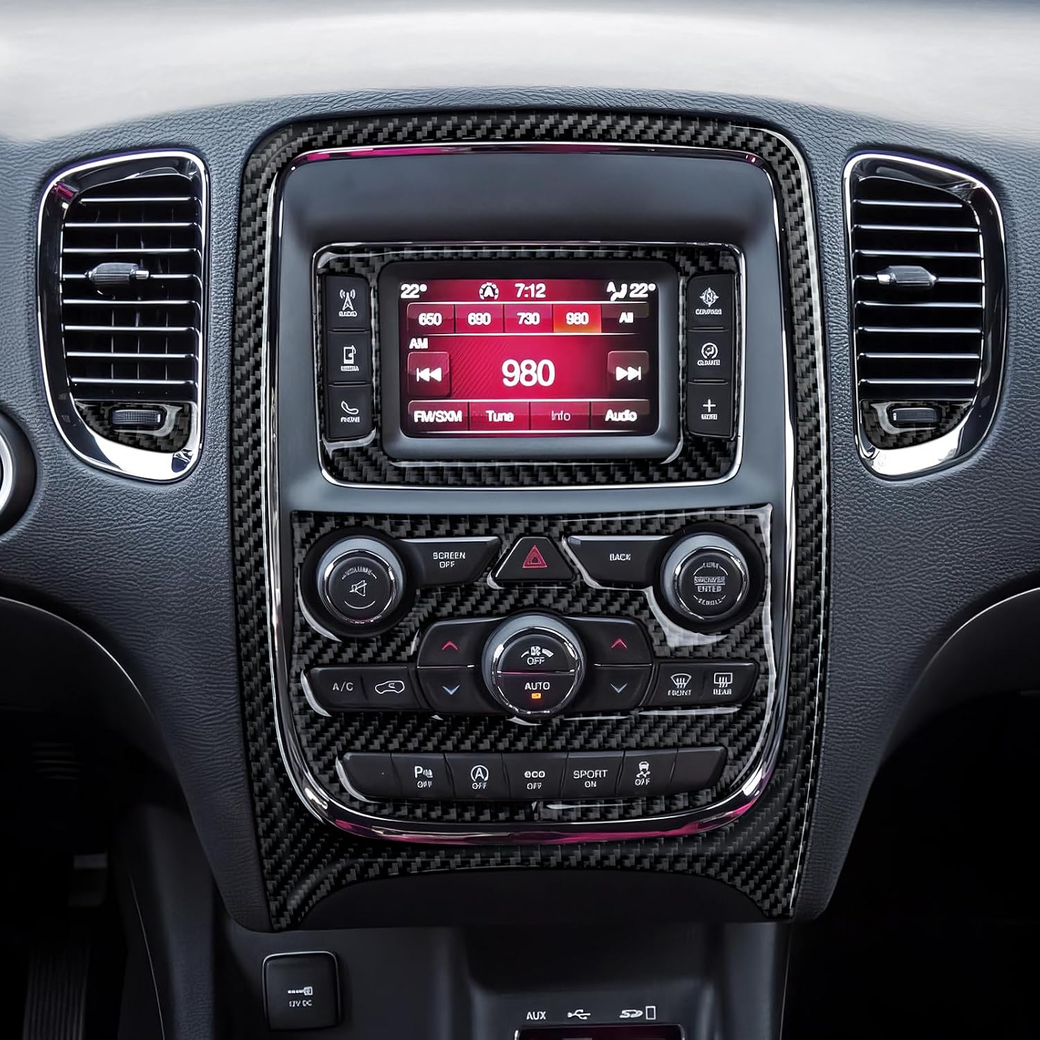 for 2014-2020 Dodge Durango Accessories GPS Navigation Panel Cover Decals Carbon Fiber Stickers