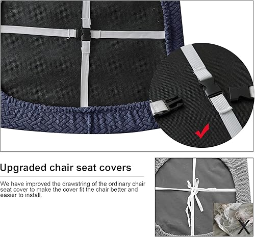 Miniatura 5 de Genina - Fundas impermeables de asiento para sillas de comedor y cocina (color azul marino, 2 piezas)