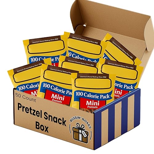 Bussin Boxes - Mini pretzels a granel – Paquetes de bocadillos individuales de 100 calorías – Bolsas de pretzel salado para oficina, escuela, viajes