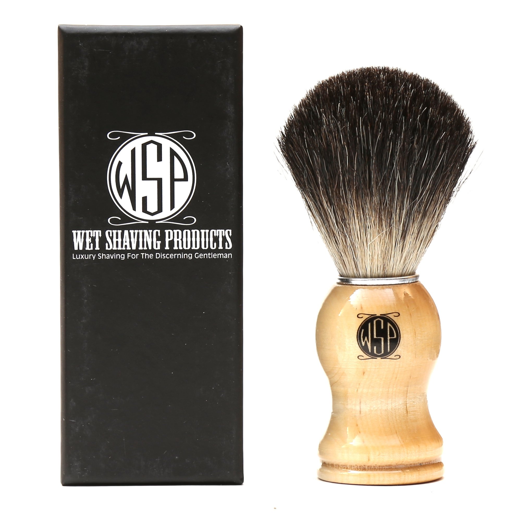 Badger Shaving Brush 100% Pure Black Badger High Density w/Wood Handle by WSP