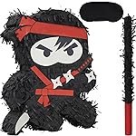 Birchio Ninja Pinatas Bundle with a Blindfold and Bat (16.5x12.6x4 Inches), Perfect for Birthday Parties, Theme Parties for boys, Decorations