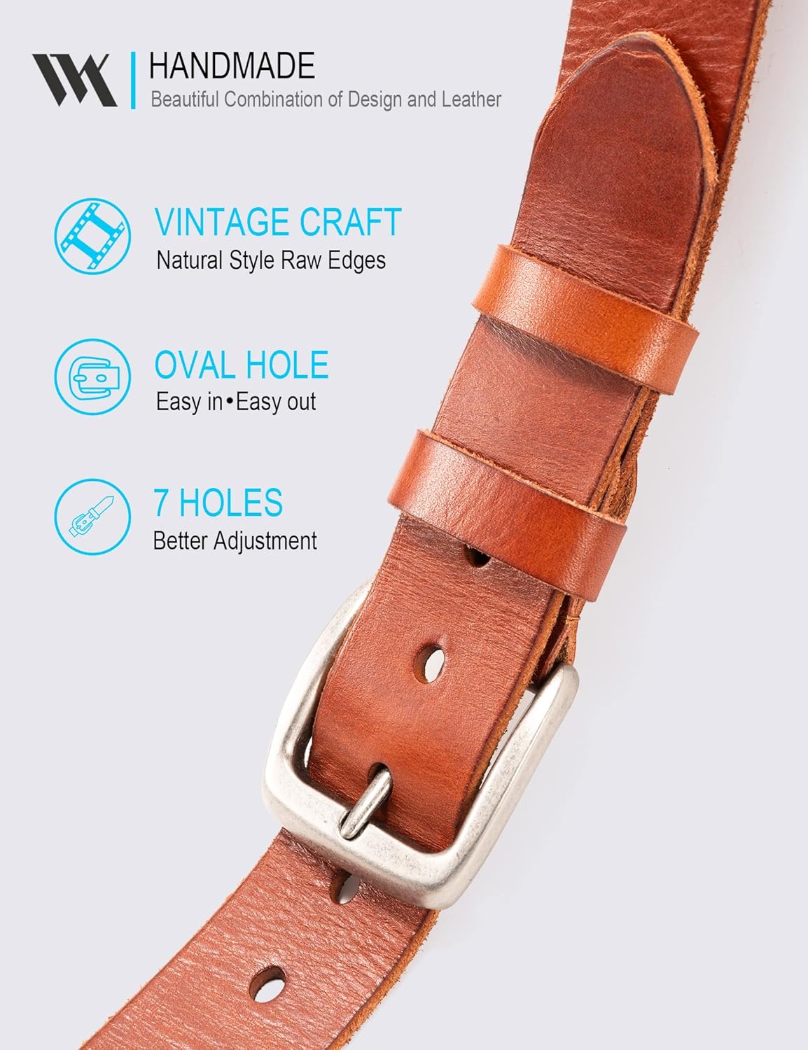 WOLFANT Leather Belt for Men,100% Italian Full Grain Real Solid Leather at  Men’s Clothing store