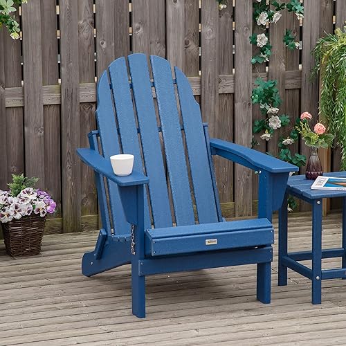 Miniatura 2 de Outsunny Silla Adirondack plegable, silla para hoguera de polietileno de alta densidad, resistente a la intemperie, para patio, jardín, césped,