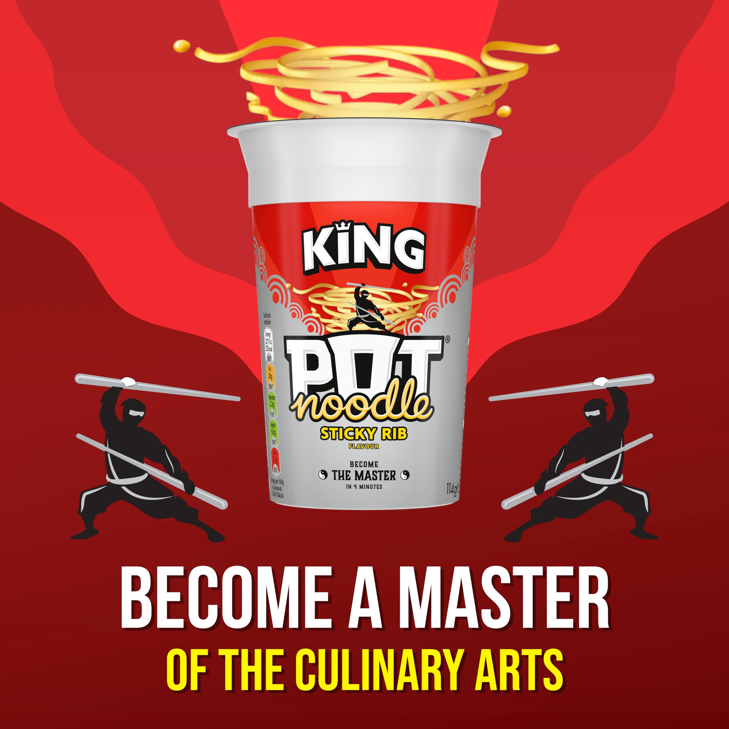 Pot Noodle Sticky Rib King Pot Instant Vegan* Snack Quick to Make Nudeln 12x 114g