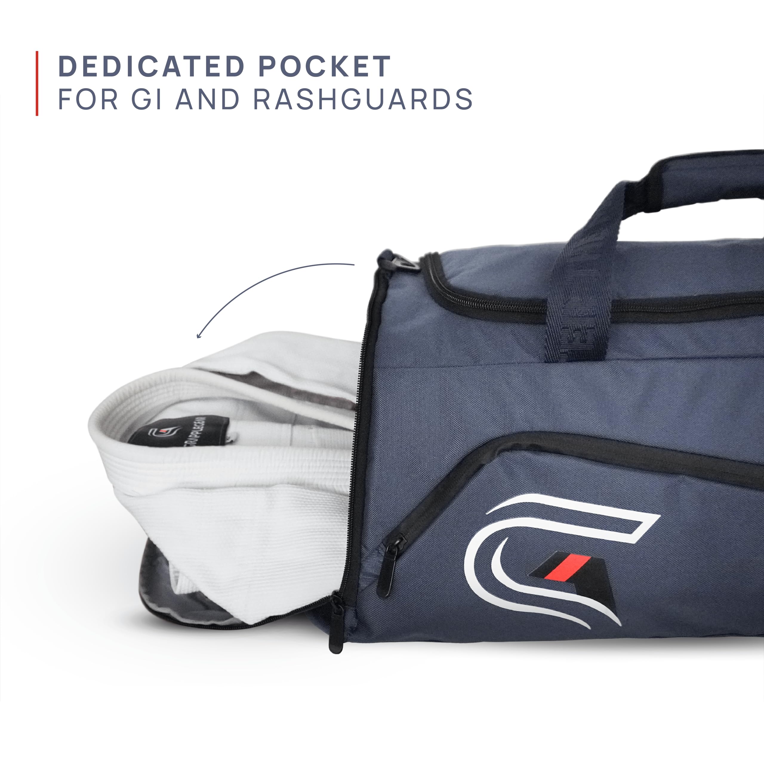 Bolsa de lona y mochila BJJ de alta resistencia en 1 – Bolsillo grande para Gi Sudoroso, Rashguard o zapatos – Bolsa de gimnasio perfecta para Jiu Jitsu brasileño, artes marciales, boxeo, 2