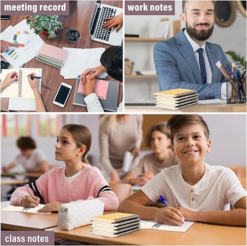 Miniatura 6 de Fuutreo 24 cuadernos en espiral A6 con rayas universitarias, mini blocs de notas de 4 x 6 bolsillos, cubierta de papel de estraza para cuaderno a