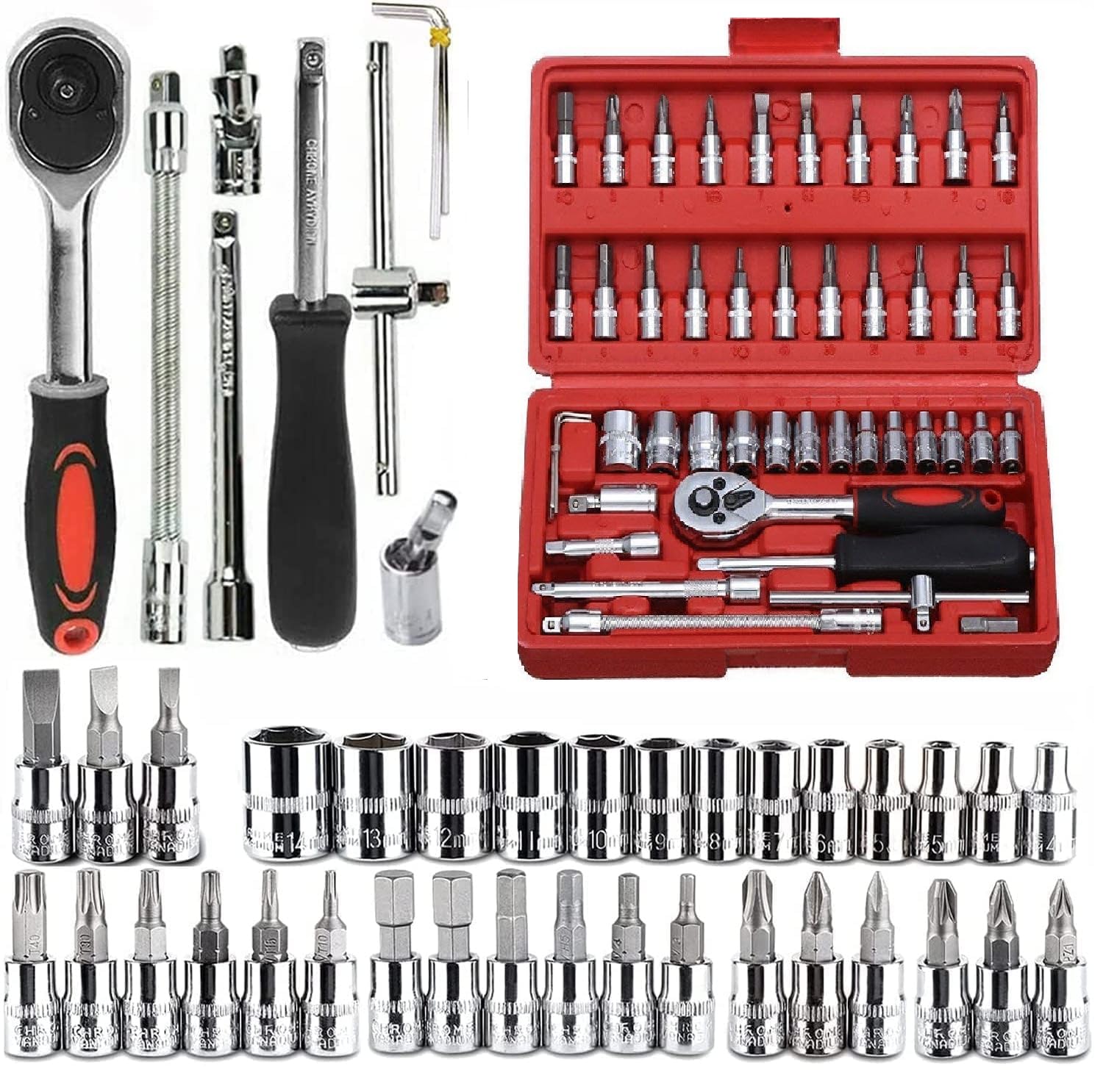 46 In 1 Pcs Tool Kit & Screwdriver and Socket Set,Hand Tool Kit Wrench Set Multi Purpose Combination Tool Case Precision Socket Set,Bike Tool Kit Set All Bike, Car Tool Kit Set Multicolour (B0CD85KPLQ) Amazon Price History, Amazon Price Tracker