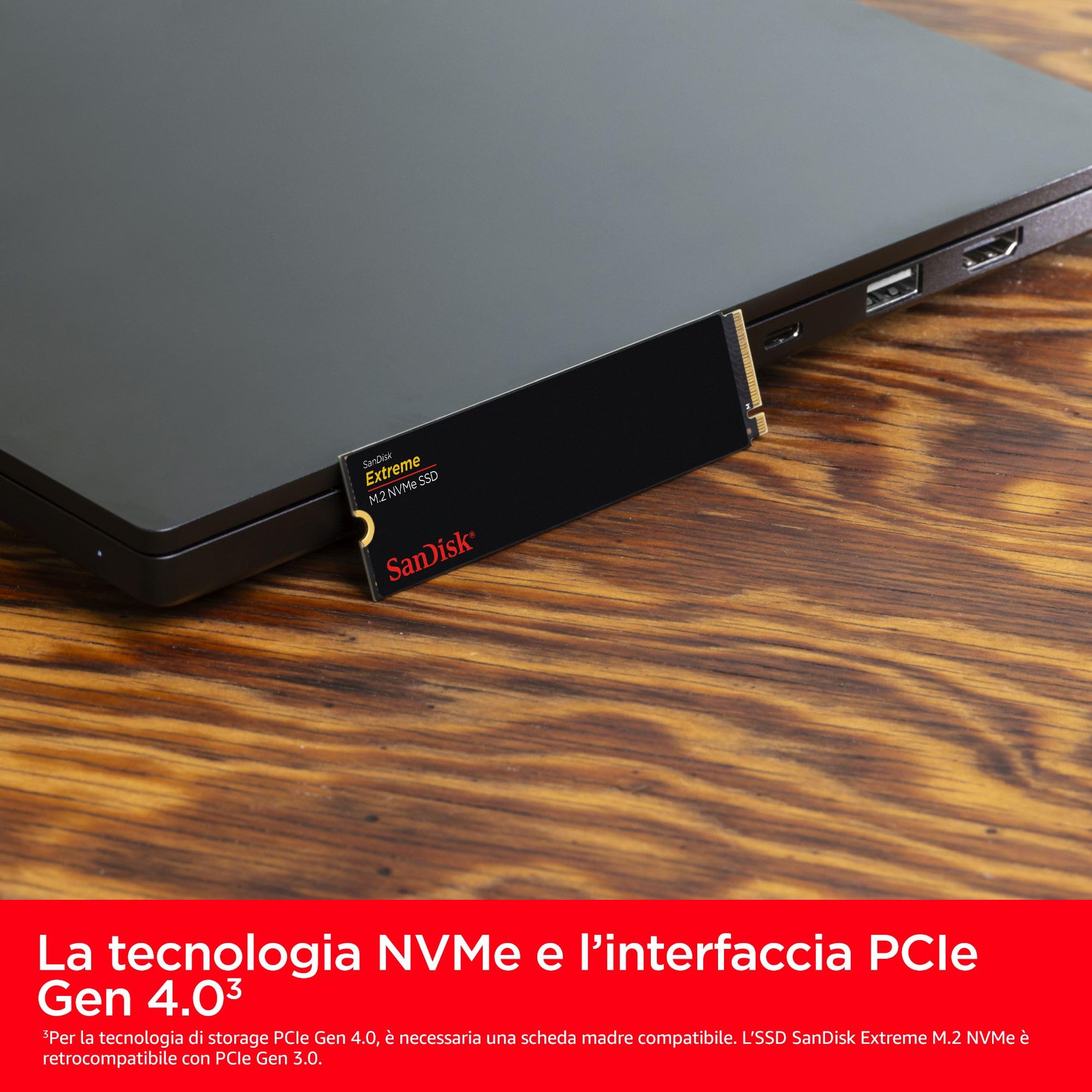 SanDisk Extreme 1TB, M.2 2280 PCIe Gen 4 NVMe SSD, con velocità di