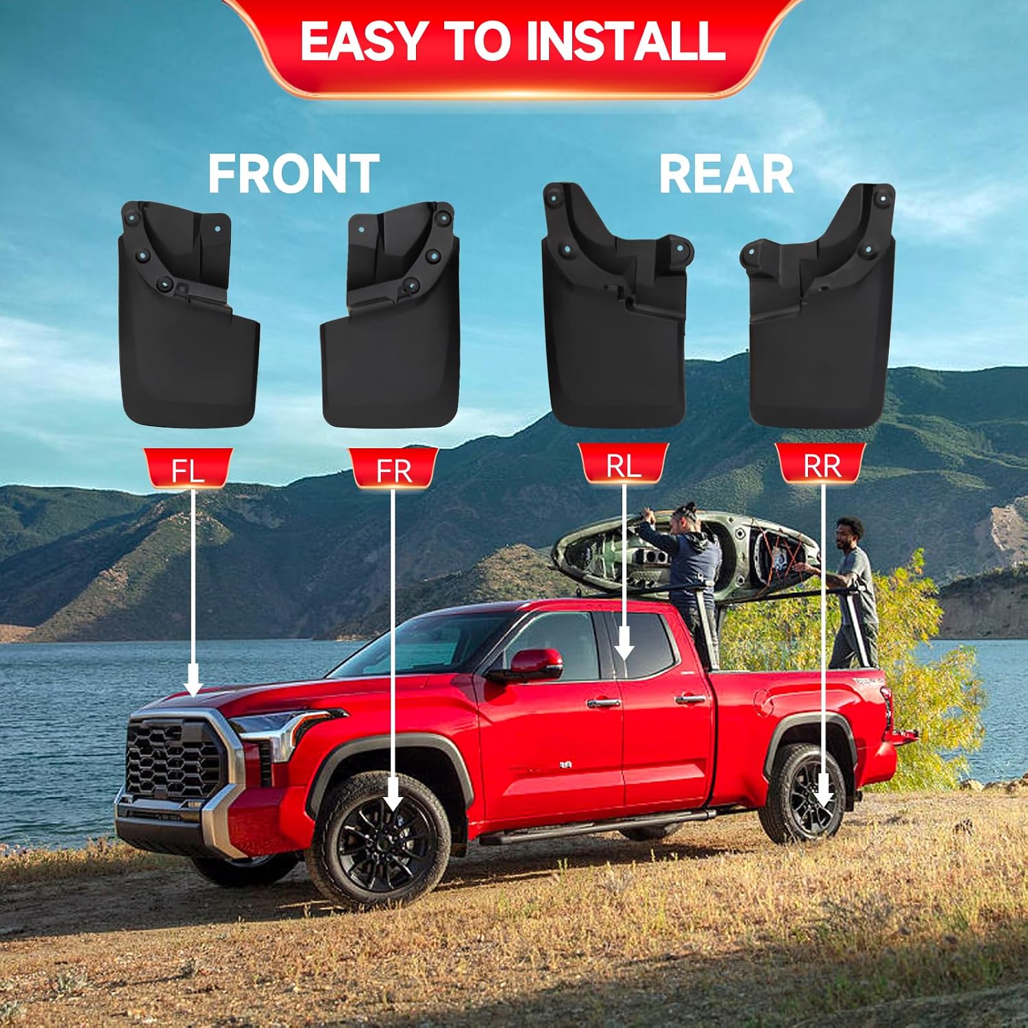 MITZONE Mud Flaps Splash Guards mudguards Compatible with Toyota Tacoma 2016-2022 with Fender Flares Pedal Front