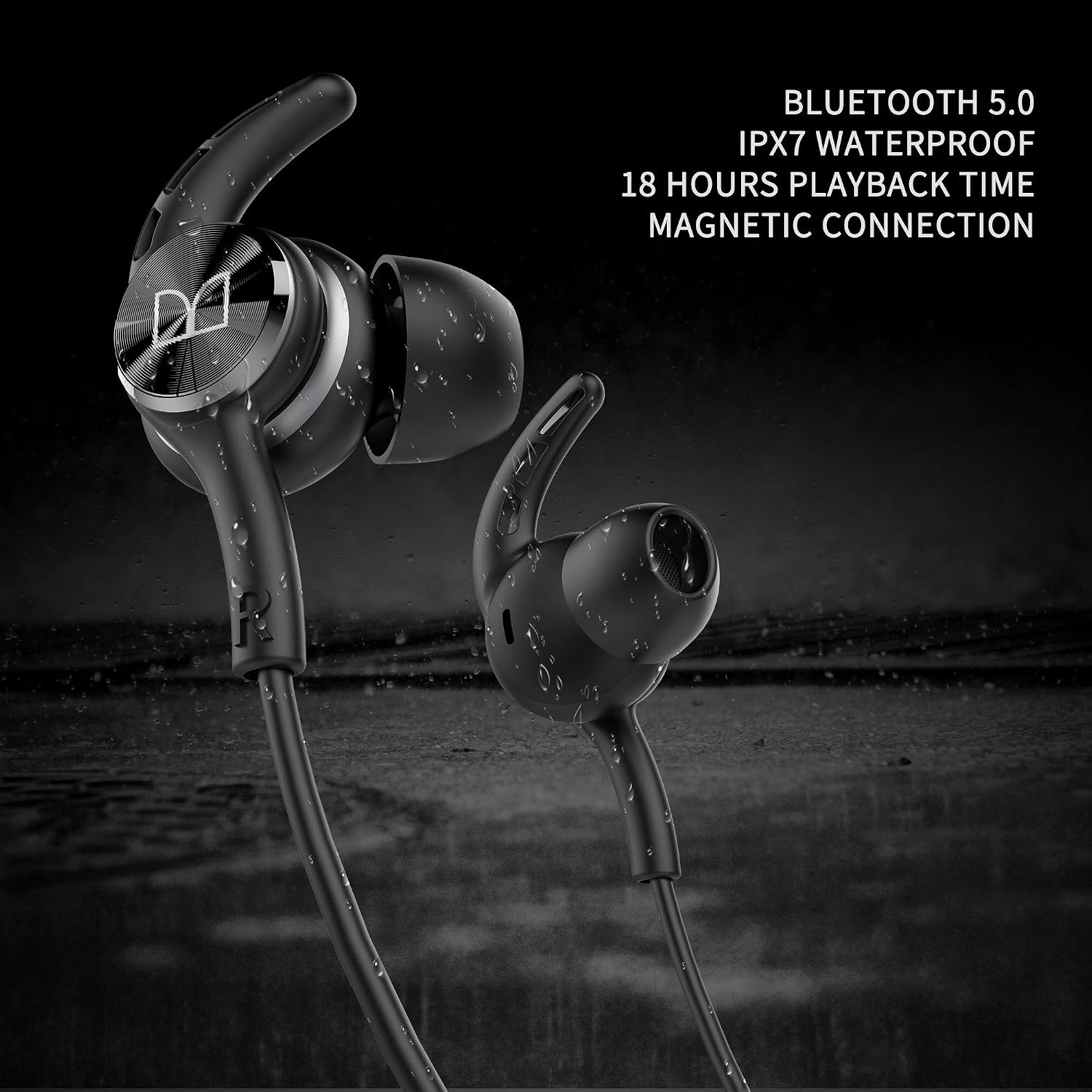 Wireless Headphones,Bluetooth Headphones Bluetooth 5.0, IPX5 Waterproof Built-in Mic 1000min Playtime,Bass Hi-Fi Stereo, Magnetic Connection, for Sports Running