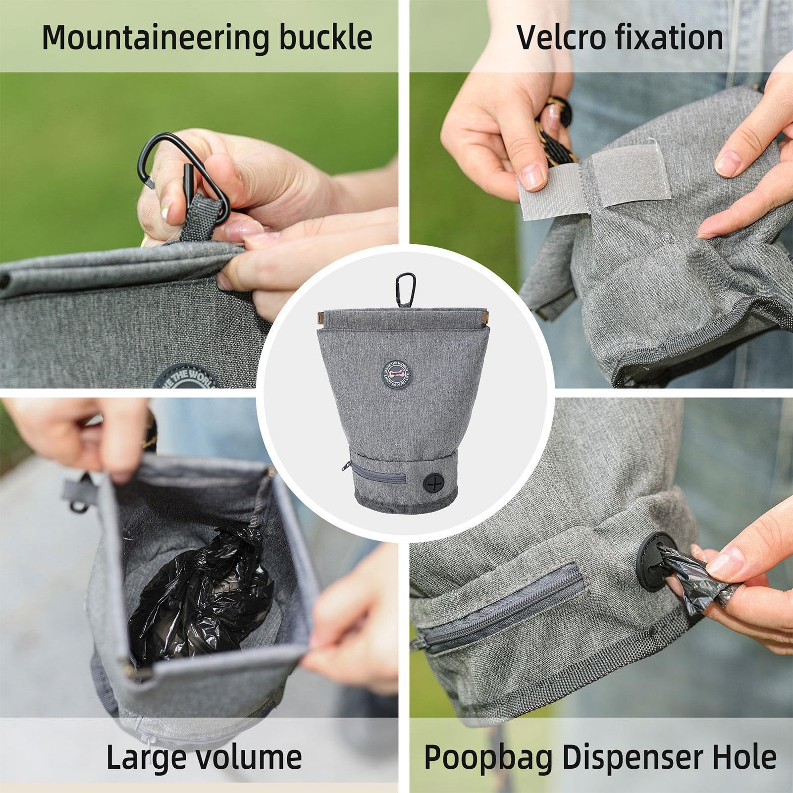 Sac à déjections canines réutilisable – Distributeur de sacs à déjections canines anti-odeurs avec grande capacité, pochette anti-odeurs pour un nettoyage facile, idéal pour les chiens de petite et