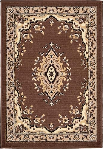 Vista 612 de Unique Loom Reza Collection- Alfombra, Polipropileno, Marrón Marrón/ marfil