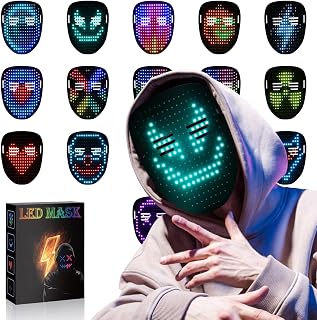 Rechargeable LED Mask for Adults Men Women, Gesture Control Halloween Costume Mask Birthday Gifts for Teen Boys Girls