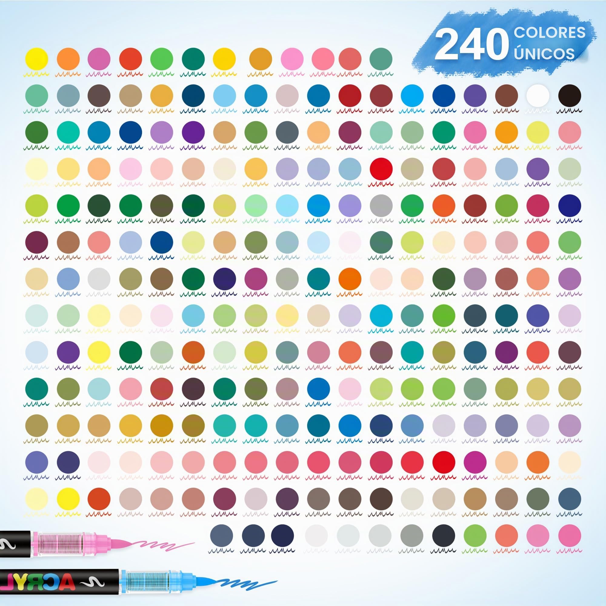 Guangna 240 rotuladores de pintura acrílica, bolígrafos de pintura acrílica con punta de pincel, tinta impermeable de secado rápido, para pintar sobre rocas, plástico, madera, lienzo, vidrio, cerámica