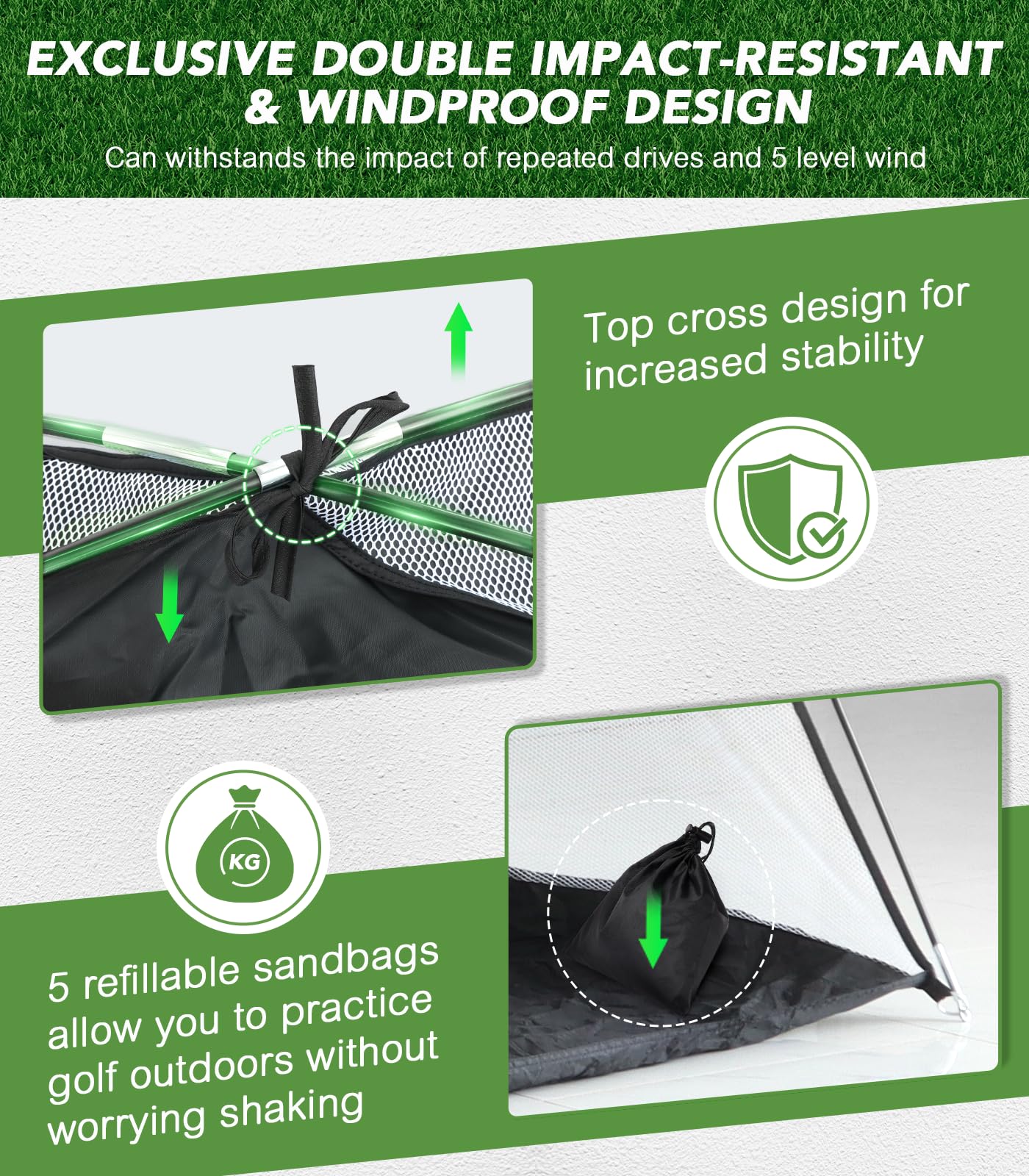Golfnetz mit faltbarer Tri-Turf-Übungsmatte, 3 x 2,4 m, All-in-1-Golfschlaghilfe mit Anzeigetafel und Ziel, Chipp-Trainingsnetze für Hinterhoffahren, ideales Geschenk für Männer, Vater, Ehemann