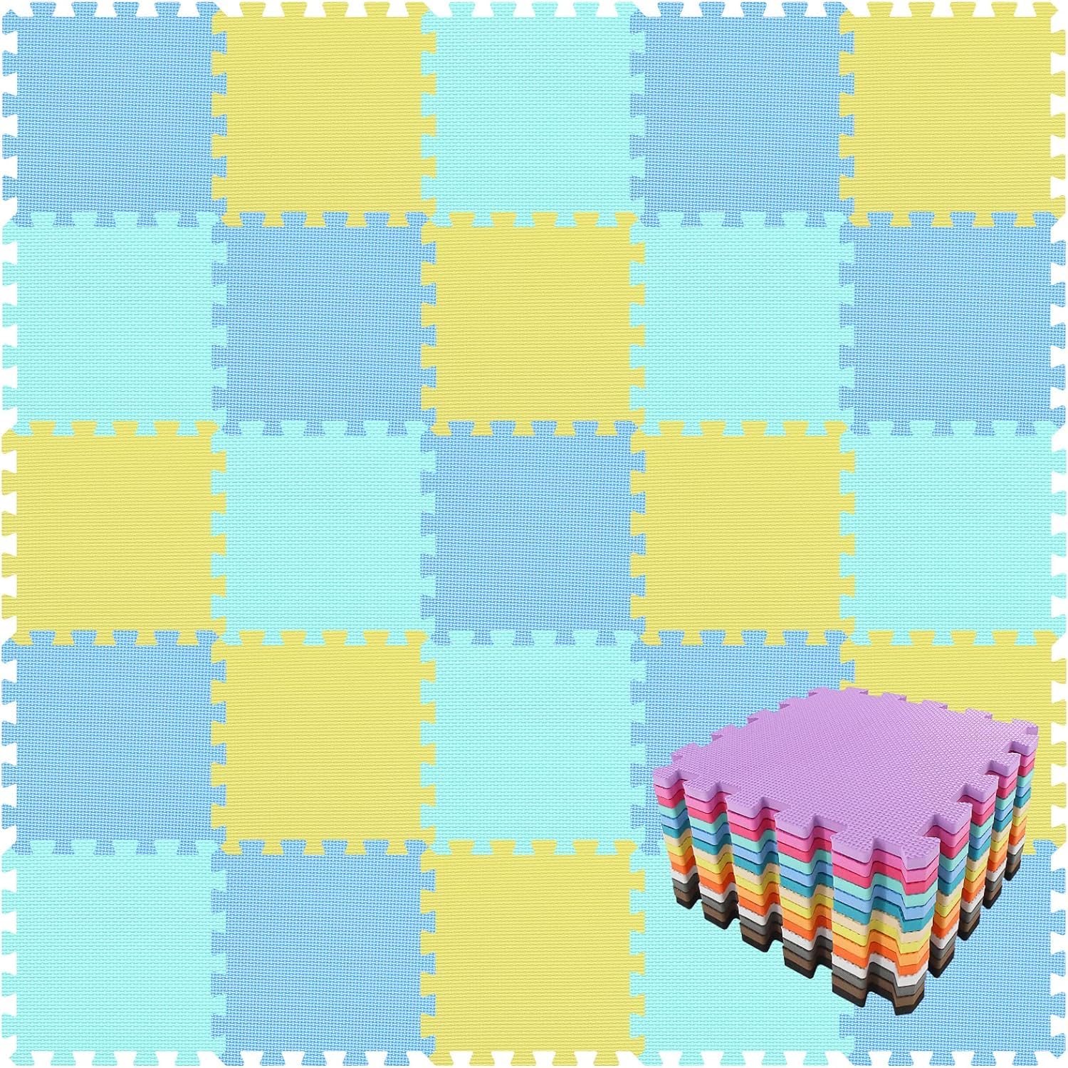 MUNDET WALA Kids Puzzle Flooring | Kids Interlocking Play mat | Baby Play Mat | Play mats for Kids | 12 MM Thick | Interlocking Floor Mats Blue-Grey-Yellow- 4 Tiles - 16 SQFT (B0D2BGNLZL) Amazon Price History, Amazon Price Tracker