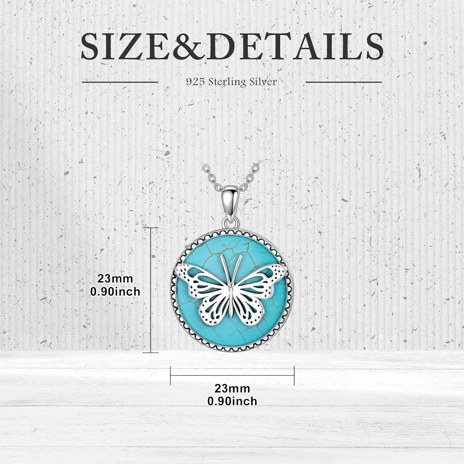 Real Turquoise Butterfly Necklace 925 Sterling Silver Gemstone Flying Butterfly Pendant Western Jewelry Gifts for Women - Image 5