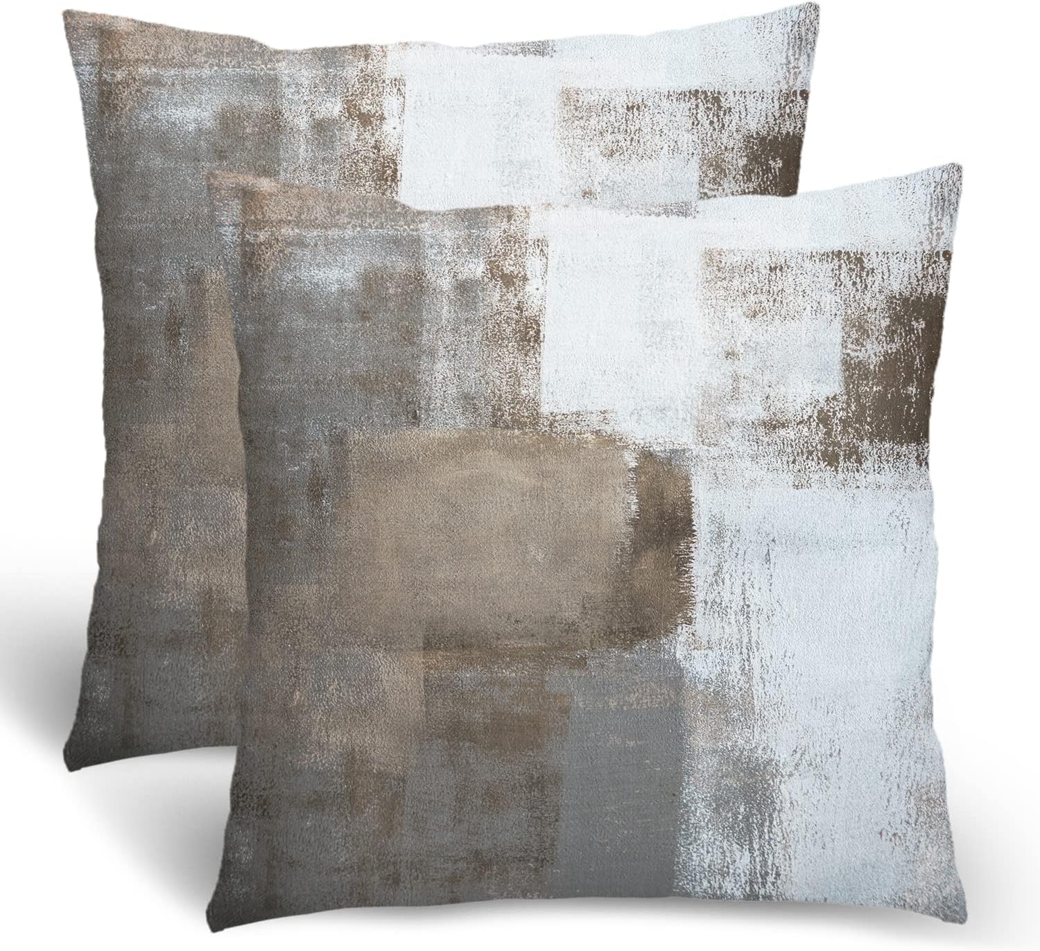 Amazon.com: Brown Grey Throw Pillow Covers, Taupe Modern Abstract Art ...