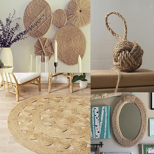 Miniatura 5 de KINGLAKE GARDEN Cuerda de yute, cuerda de cáñamo resistente de 15 de pulgada, 65.6 pies (0.197 in x 65.6 ft), cuerda de cáñamo trenzada para