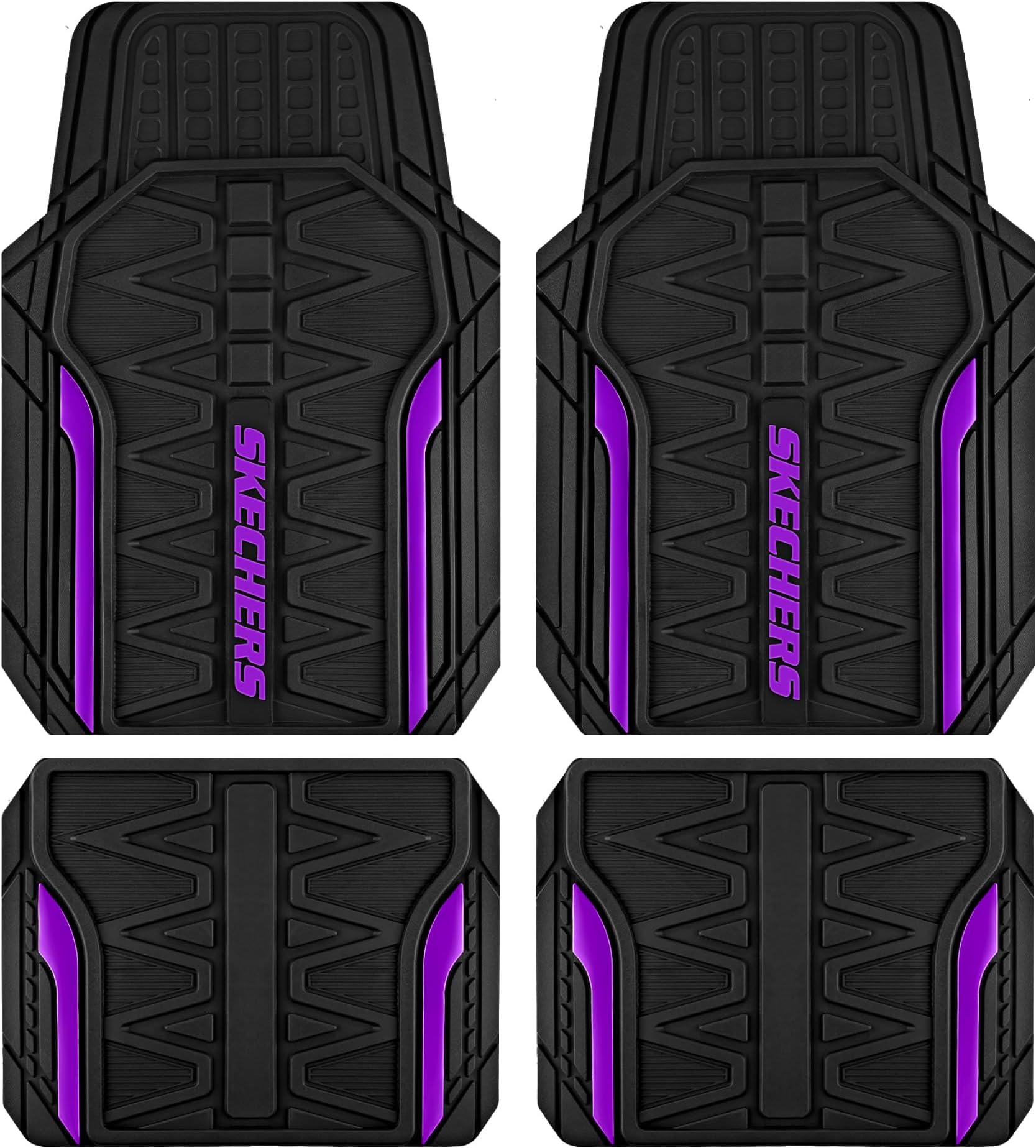 Skechers Car Floor Mats,Heavy Duty Rubber Car Mats Full Set,All Weather Floor Mats,Waterproof TrimTo Fit Universal Floor Liner Car Accessories,Automotive Floor Mats for Cars Trucks SUV,Purple