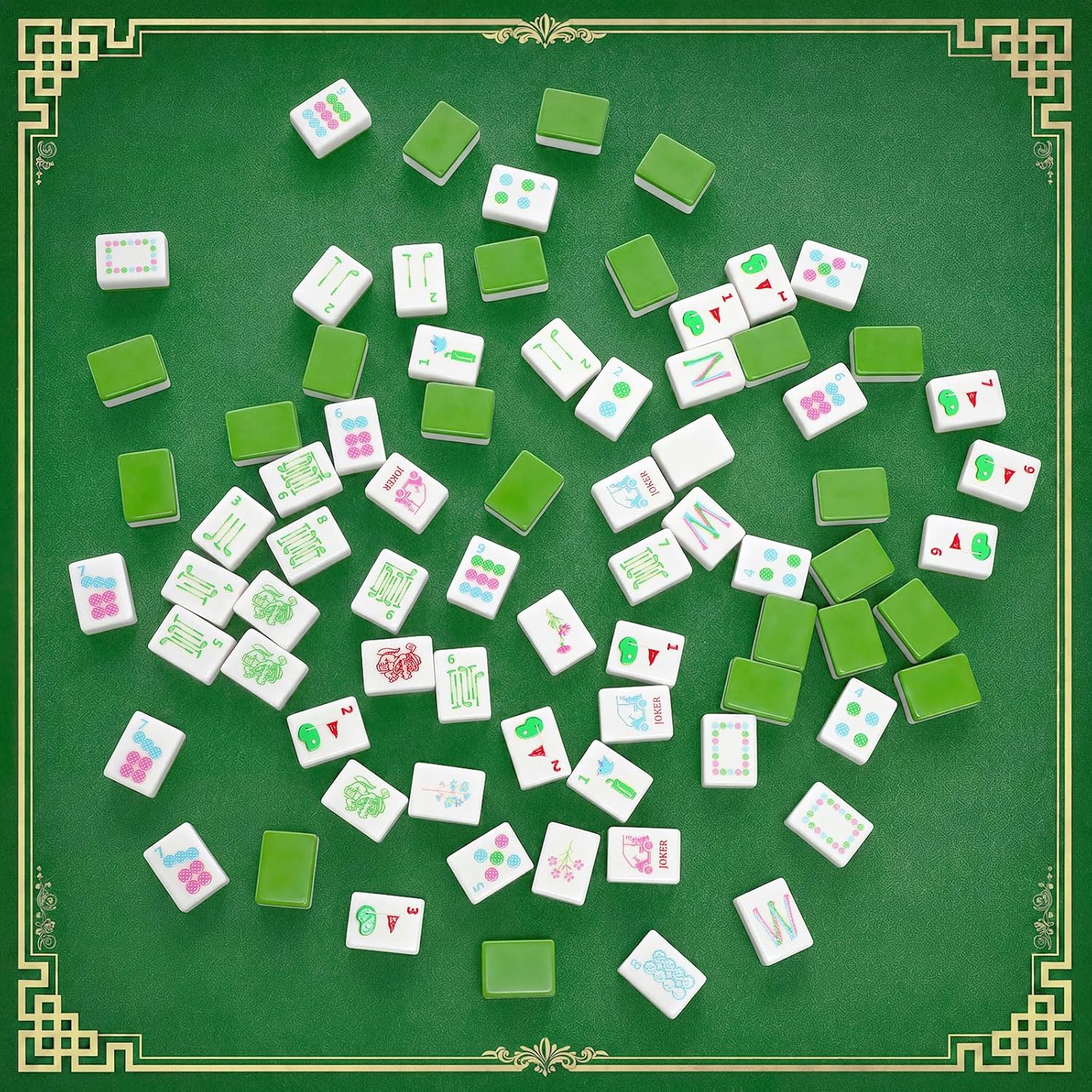Blue Ocean Engraved Themed Engraved American Mahjong Tile Set 160 Quality White Tile (1.2 Inch, Tiles Only) Nautical Mini American Mahjong Game for Ideal Gift(Golf Style)