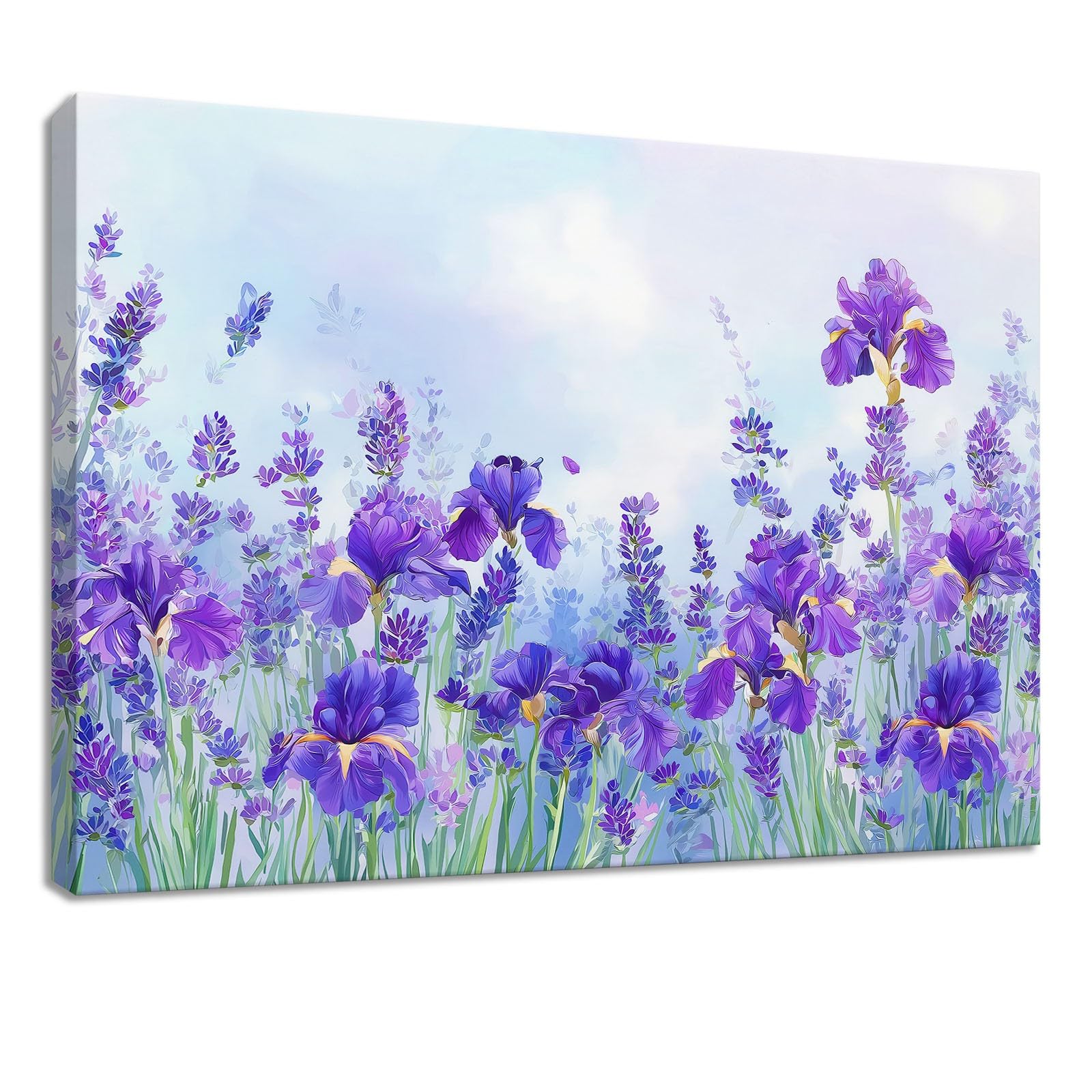 Genérico Impresión sobre lienzo, estilo campestre para decoración de pared, pintura, 120 x 60 cm, azul, floral, lavanda planta, carteles artísticos, para salón, dormitorio, cocina, oficina,