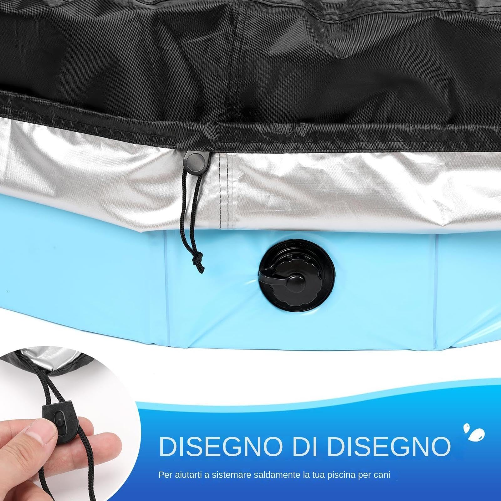 Cubierta para Piscina de Mascotas Tapete de tela Oxford con cordón | Cubierta plegable para piscina de baño de perros y mascotas para Jardín, Césped, Patio, Exterior, Higiene Diaria y