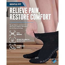 Doctor\'s Select Diabetic Socks with Grips for Women and Men - 4 Pair | Black | Neuropathy Socks for Men | Non Skid Socks for Men | Diabetic Ankle Socks for Men | Diabetic Socks for Men 9-12