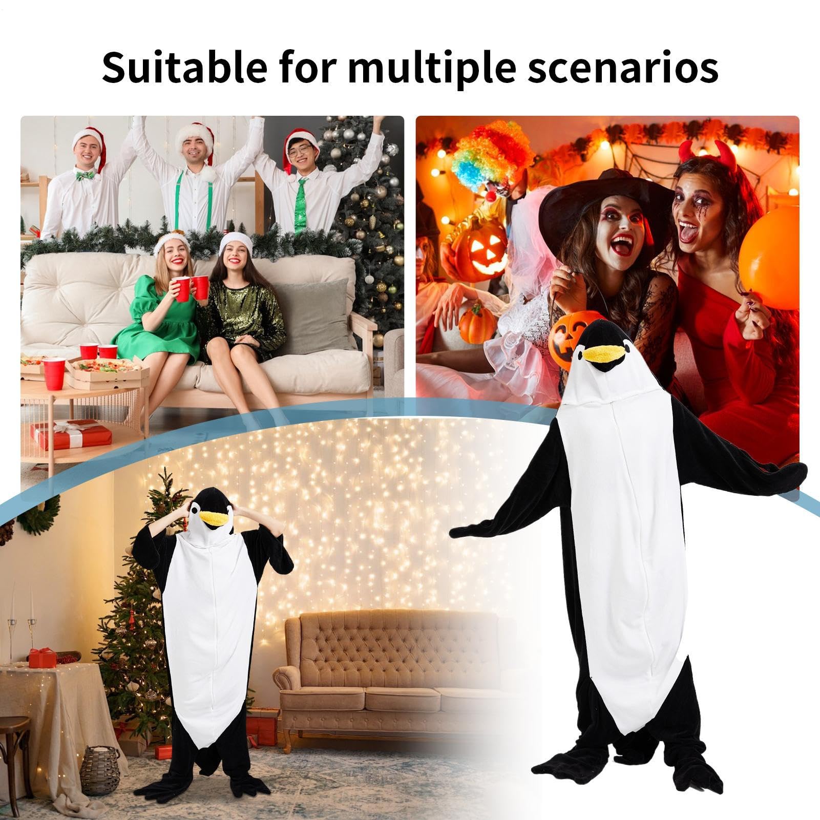 Générique Pigiama Pinguino - Tuta Un Pezzo Adorabile Costume Animale da Donna, Peluche Portatile Lunga Durata | Dormire Confortevole per Salone, Cosplay, Festa a Tema, Natale, Le