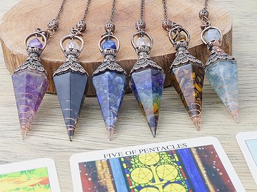 Miniatura 4 de MAIBAOTA Cristal de péndulo, péndulos de cristal de ojo de tigre natural para radiestesia, cristales puntiagudos espirituales para suministros de