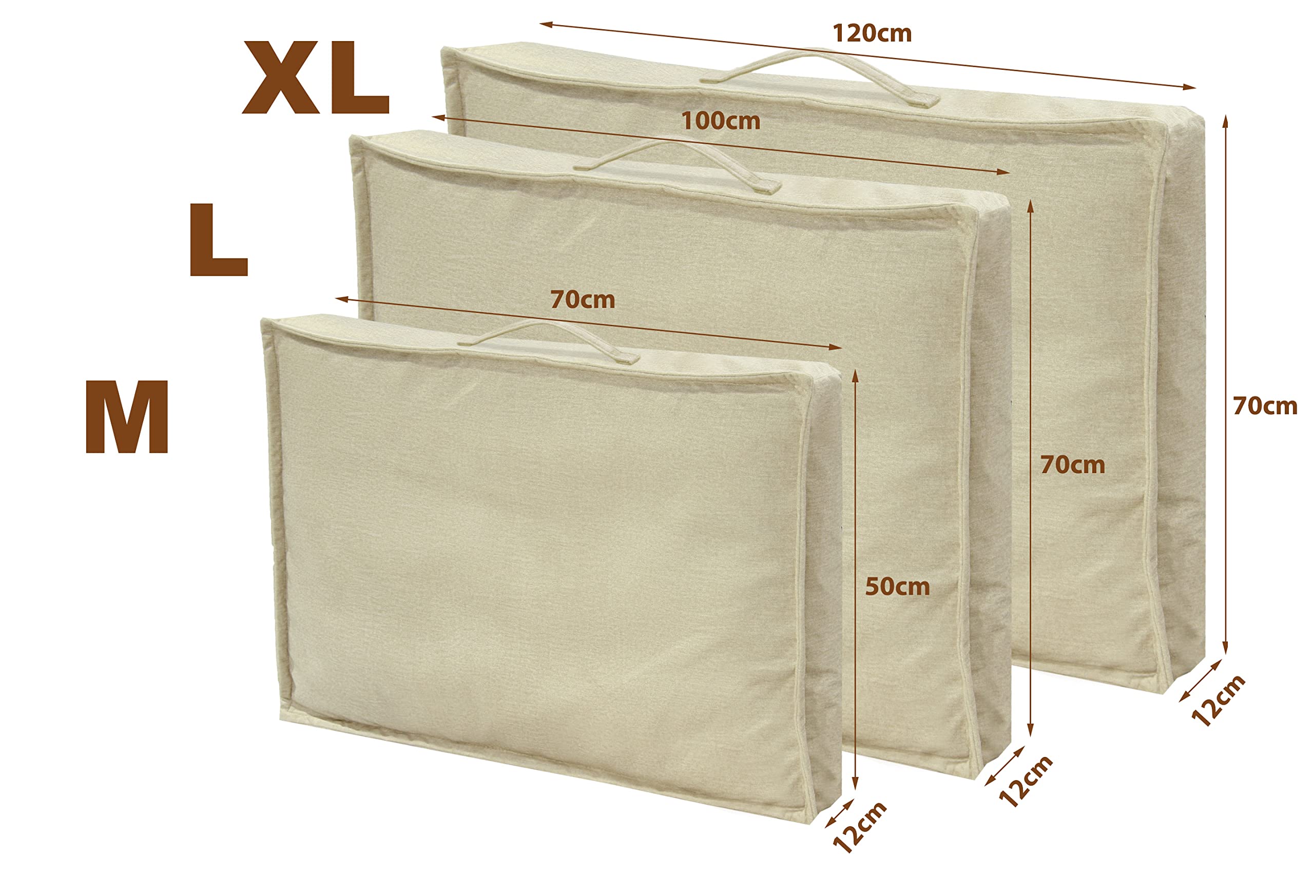 Sesto Senso Cama para Perros Premium Funda Rectangular Desenfundable Forma Viscoelástica M 70x50 Beige Crudo Marfil