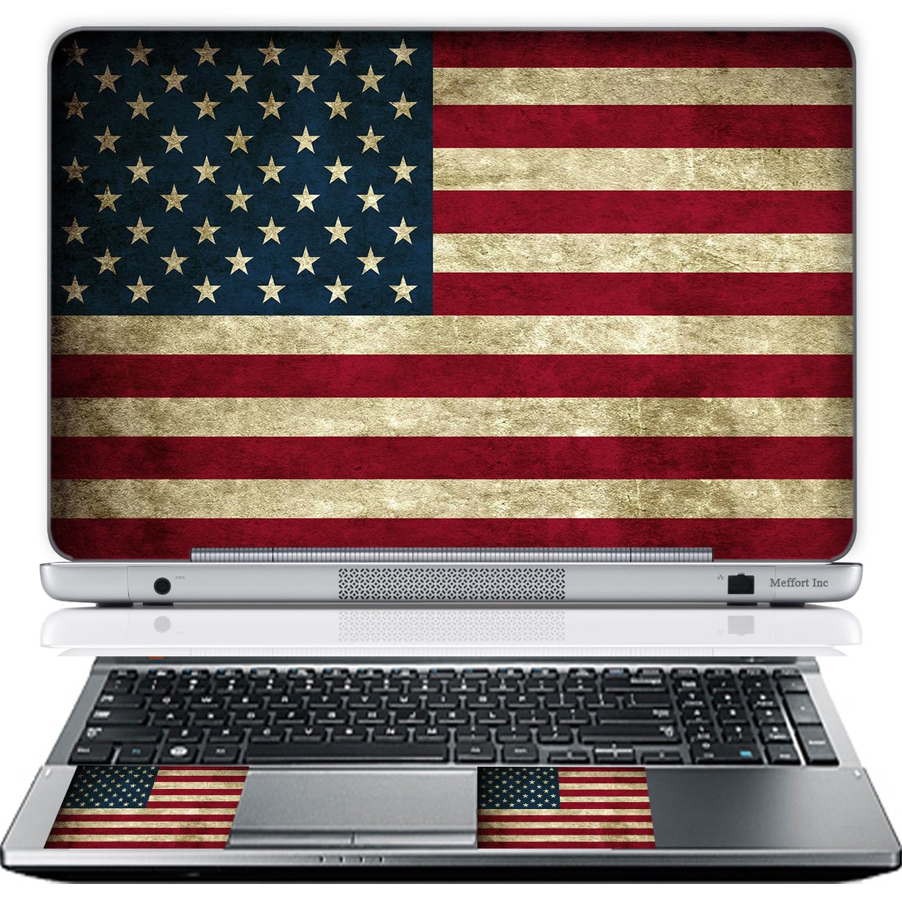 15 15.6 Inch Laptop Skin Sticker Cover Premium Sticker Cover Art Decal Decorative (Included 2 Wrist Pad Skins) - USA Flag