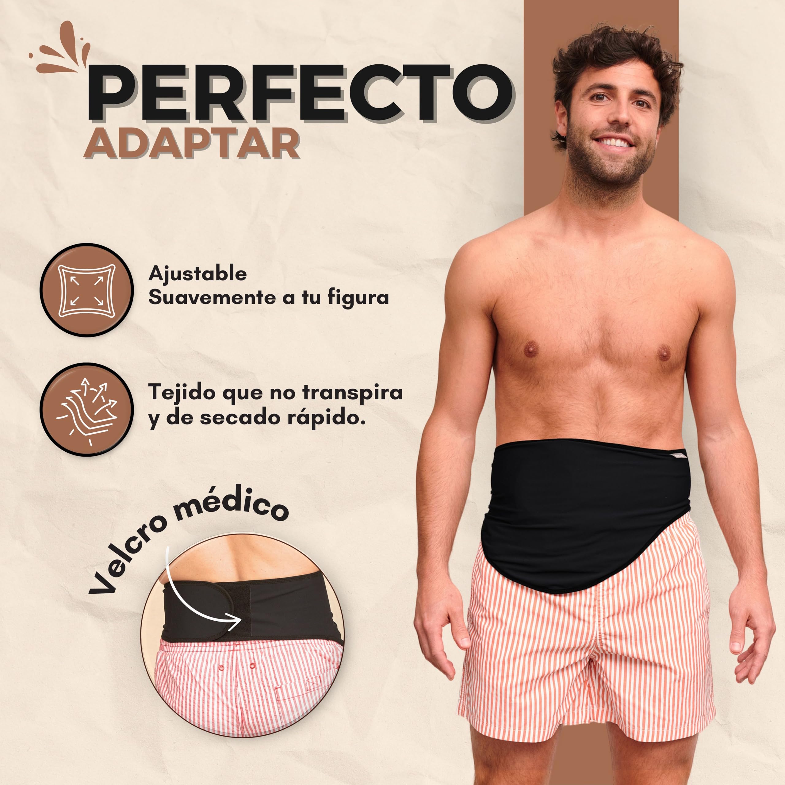 SIIL Cinturón de Ostomía Negro | Cinturón de Soporte de Ostomía | Deporte y Natación | X-Large