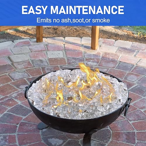 Miniatura 3 de Vidrio ignífugo de 20 libras para hoguera, rocas de vidrio reflectante de 12 pulgada para chimenea de propano y gas, vidrio transparente con piedra