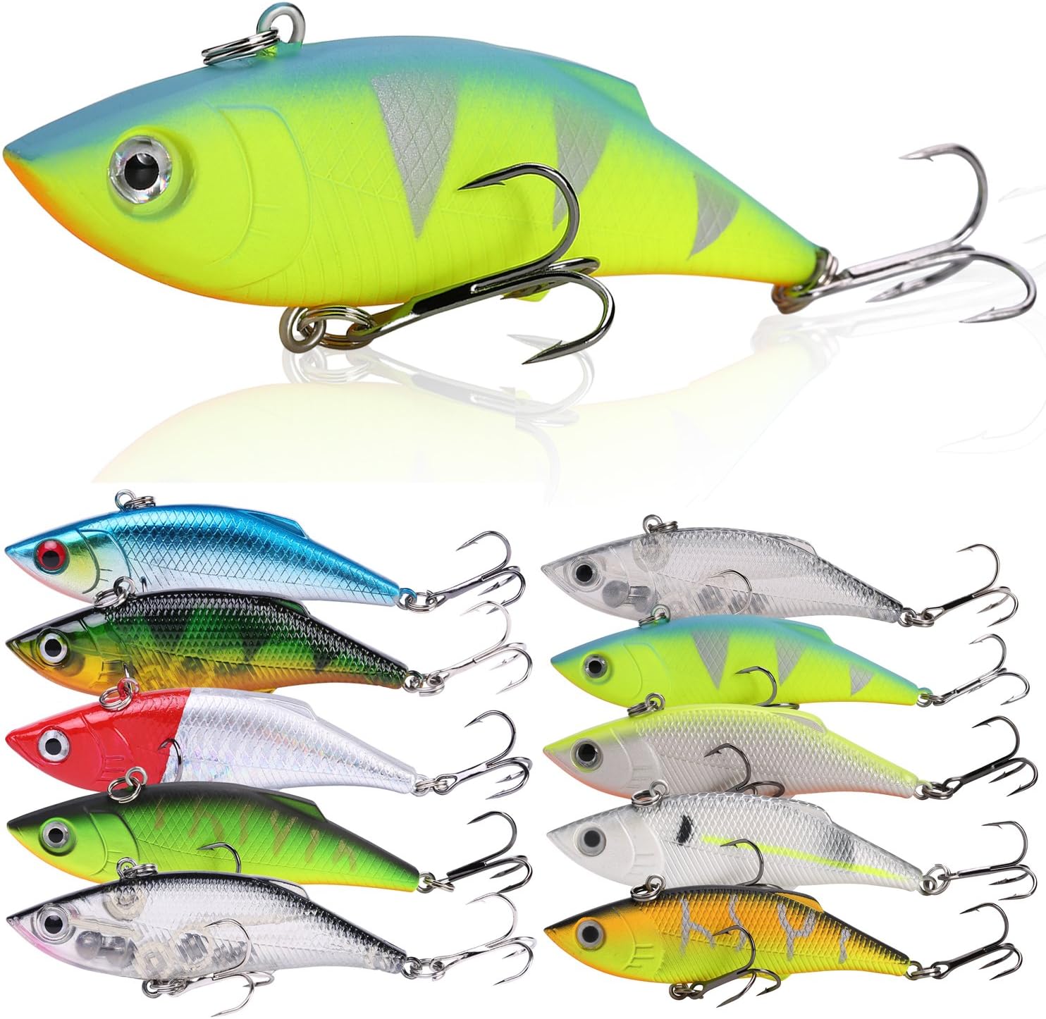 Sougayilang Minnow Fishing Lures Crankbaits Set Fishing Hard Baits Swimbaits Boat Topwater Lures for Trout Bass Perch Fishing Style-B 10PCS