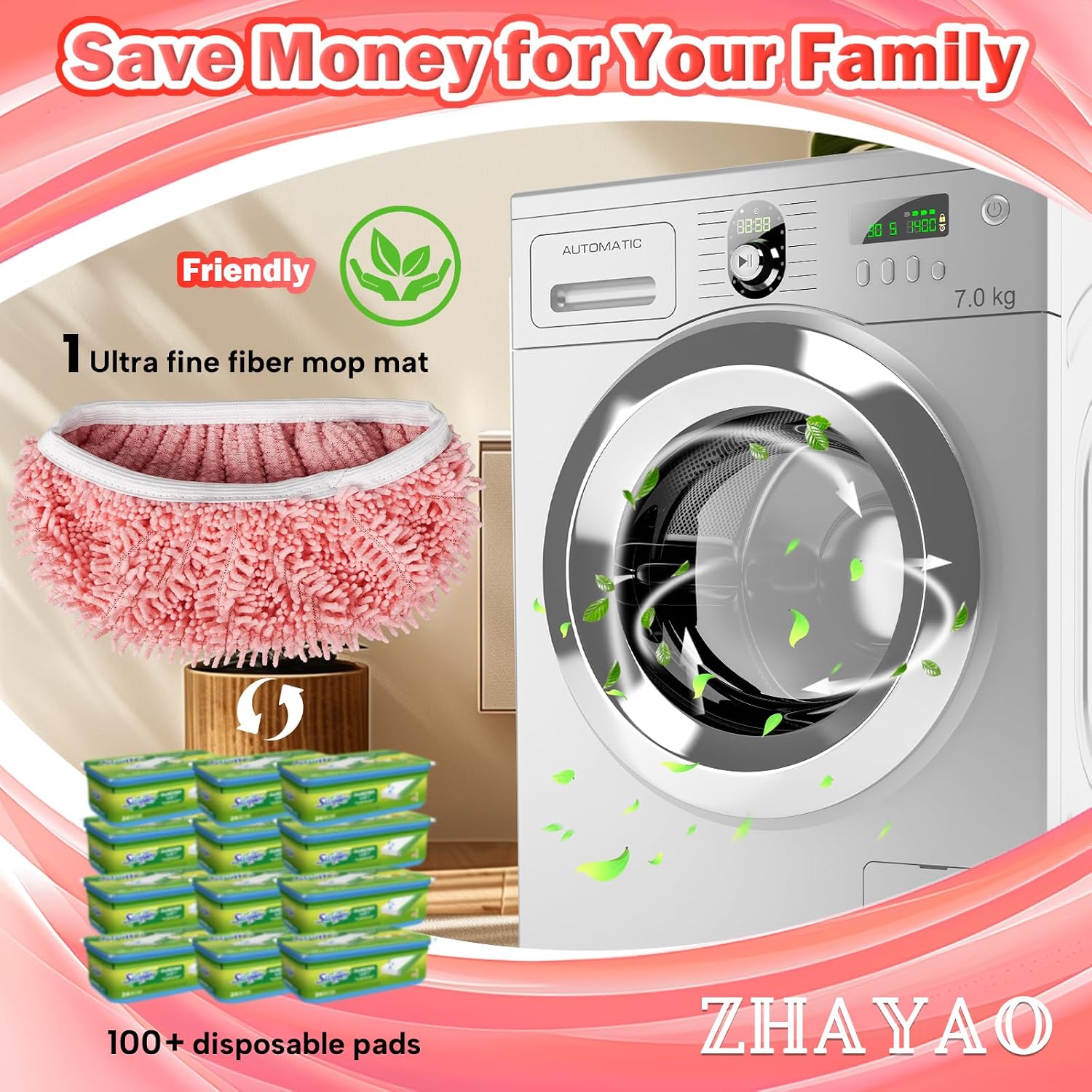 Reusable Microfiber Mop Pads for Swiffer Sweeper Mop, 6 Pack image 5