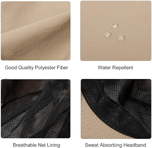 Miniatura 5 de Sombrero de protección solar de ala ancha, unisex, ventilado, para senderismo, playa, pesca, safari, jardín, césped, patio, trabajo, kayak